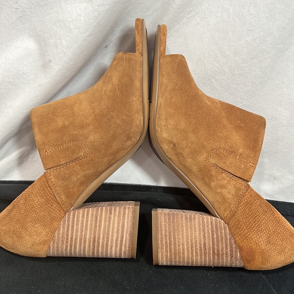 Anthropologie Franco Sarto Ellison Leather Suede Mules Shooties Block Heels - Picture 6 of 11